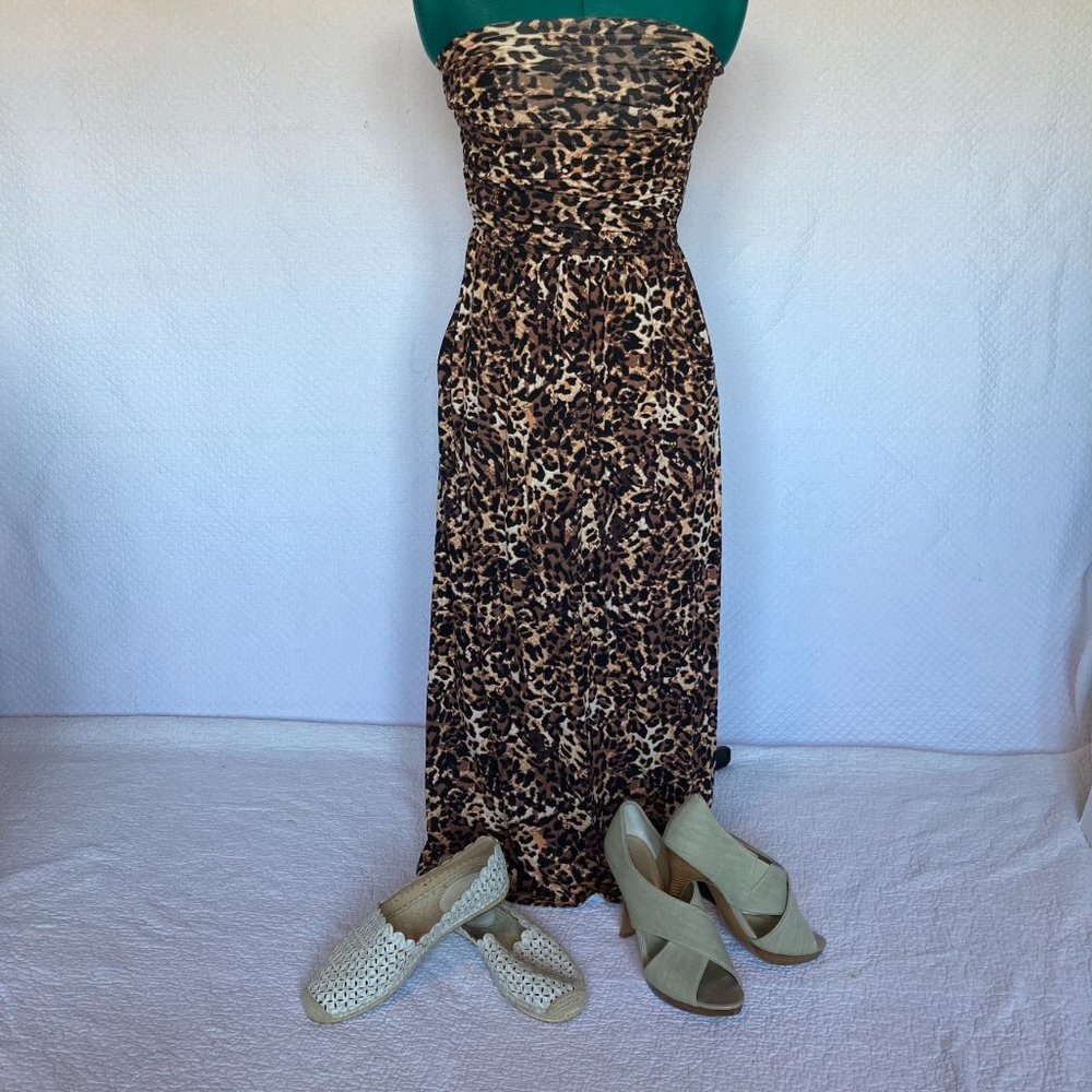 Venus Strapless Leopard Print Maxi Dress sz XS